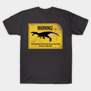 Beware of Velociraptor Sign T-Shirt